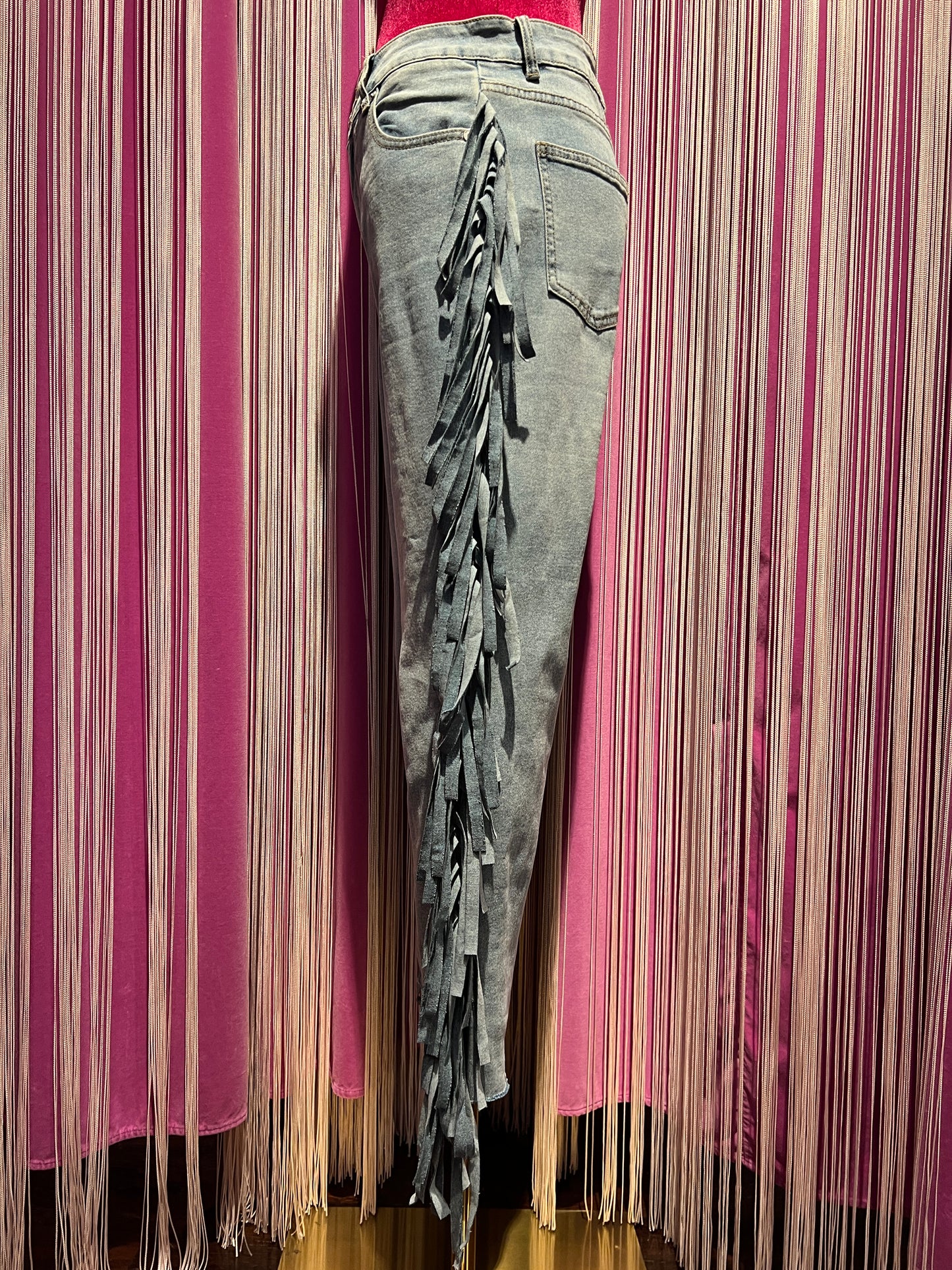 Amosa -50% di sconto jeans frange denim elasticizzato