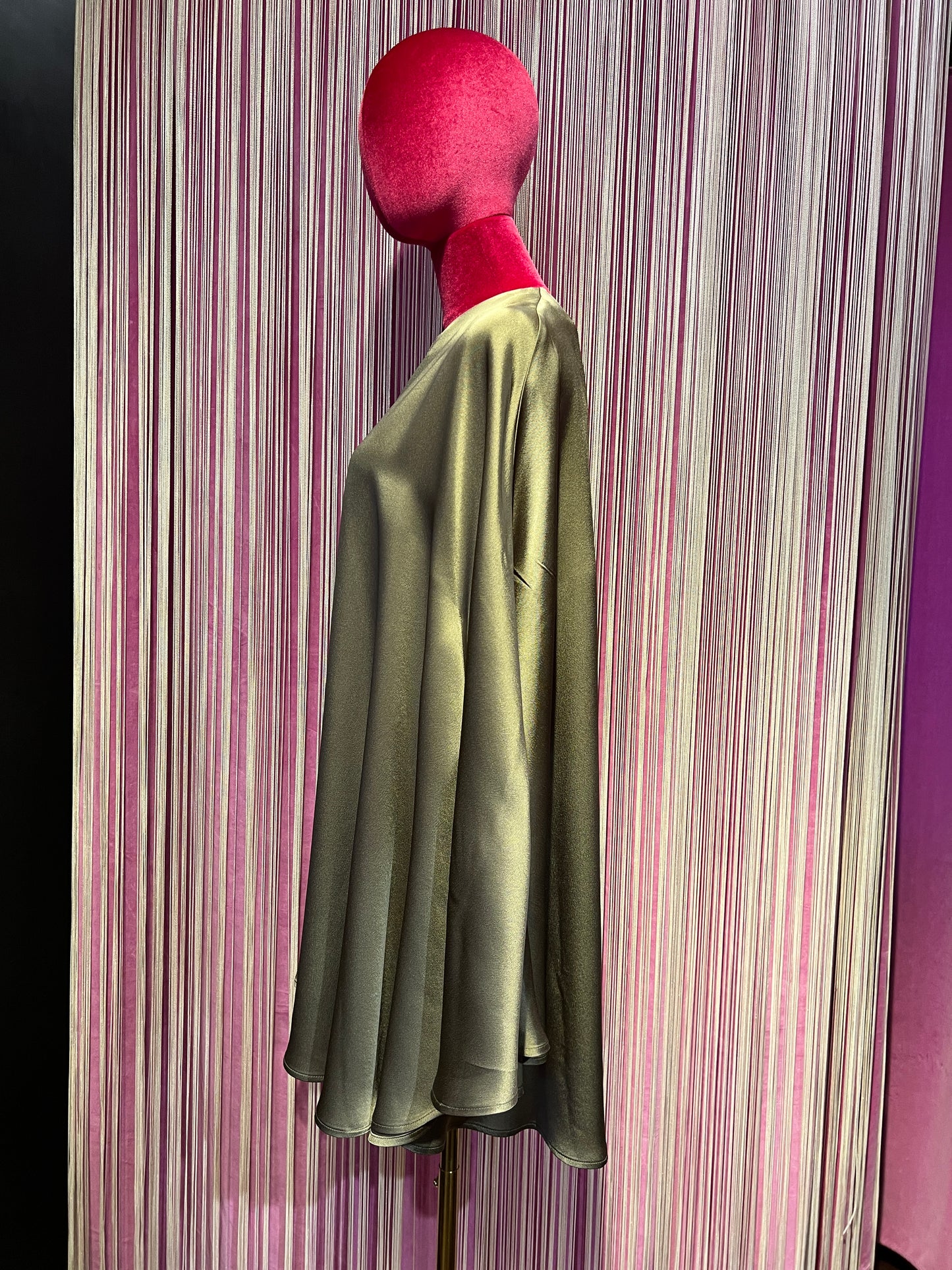 Semicouture abito corto in satin modello poncho colore taupe