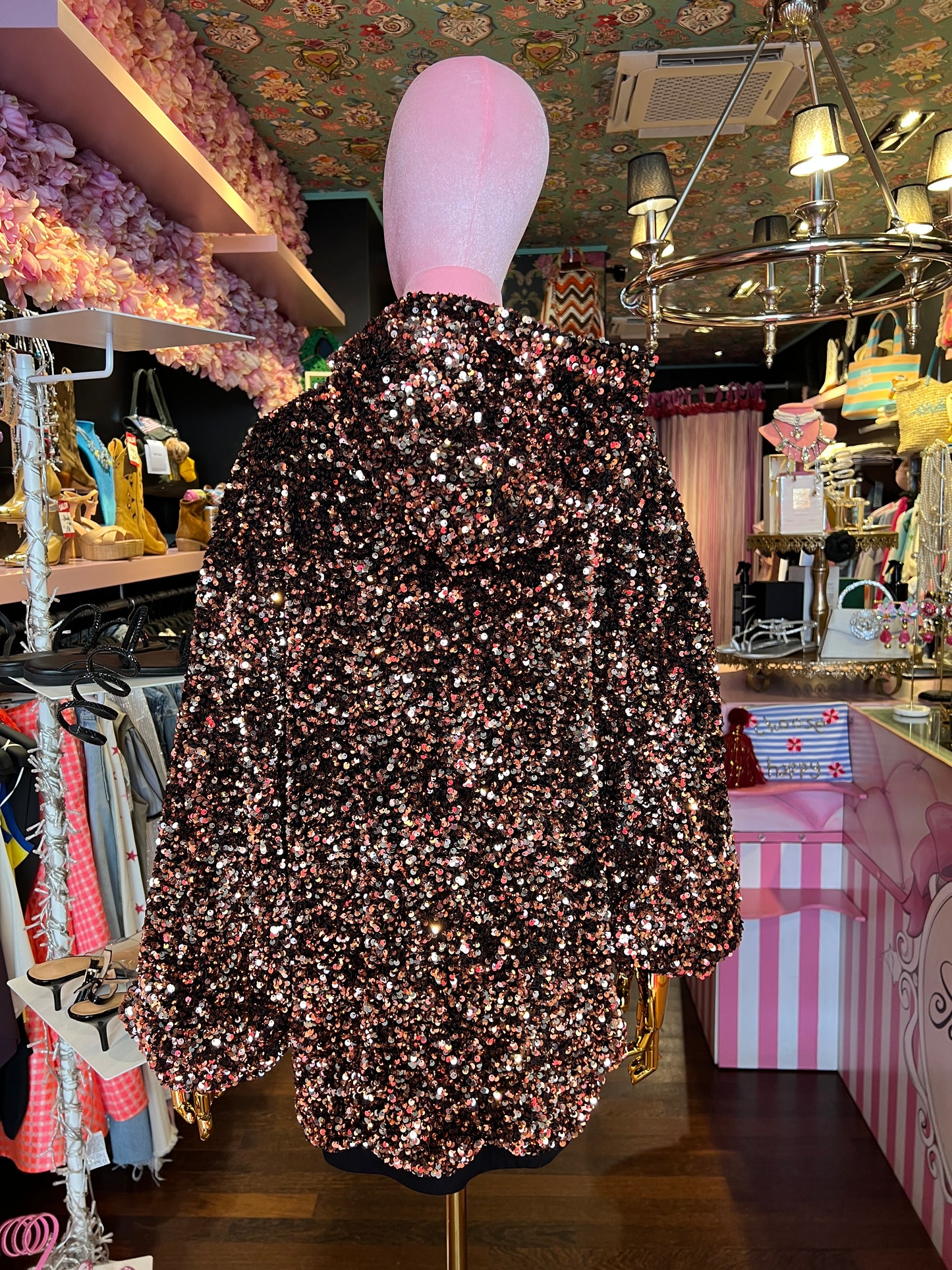 5 Progress bomber oversize full paillettes chocolate