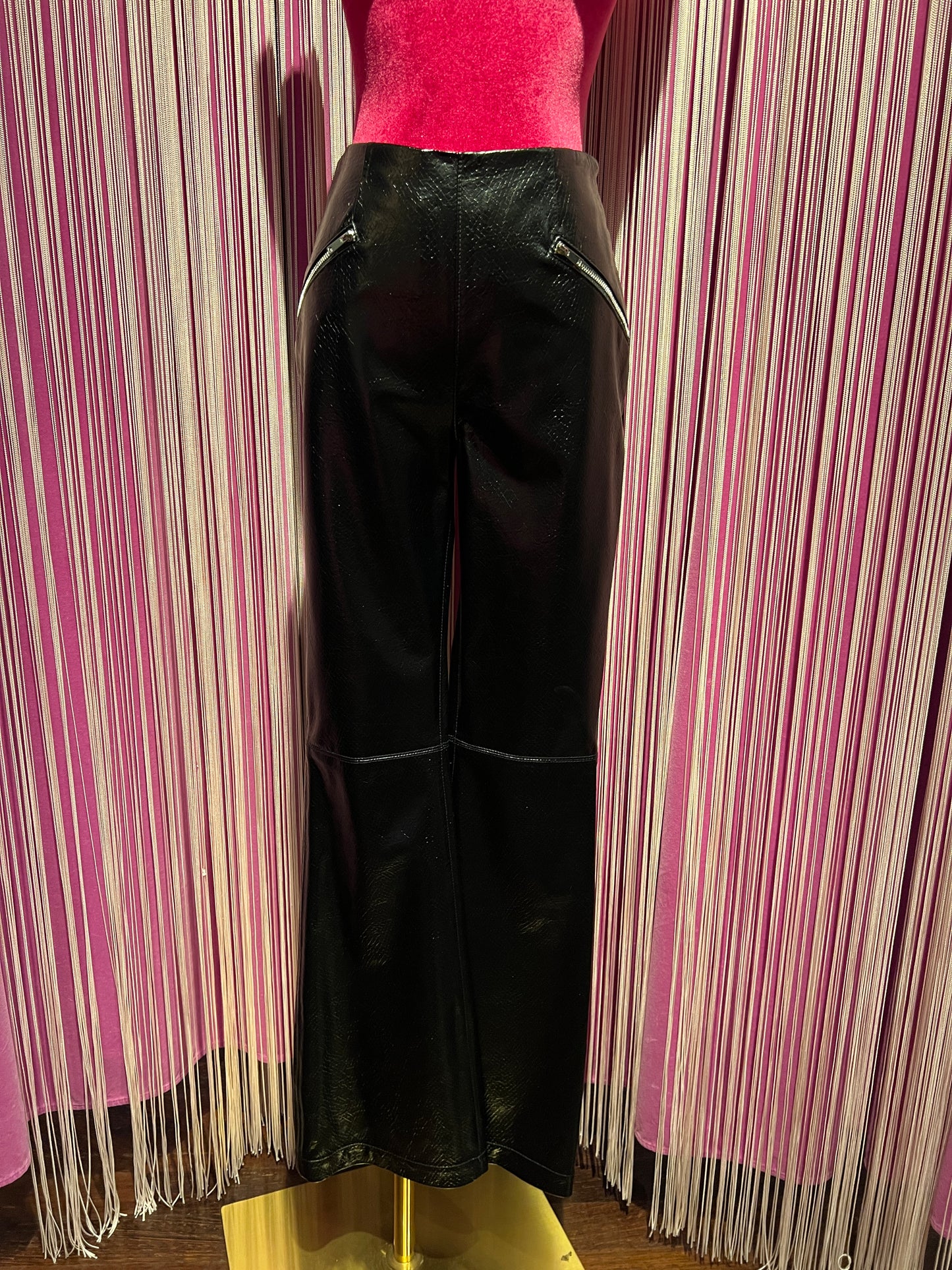 Isabelle Blanche Paris meno 50% pantalone a zampa ecopelle stampa animalier
