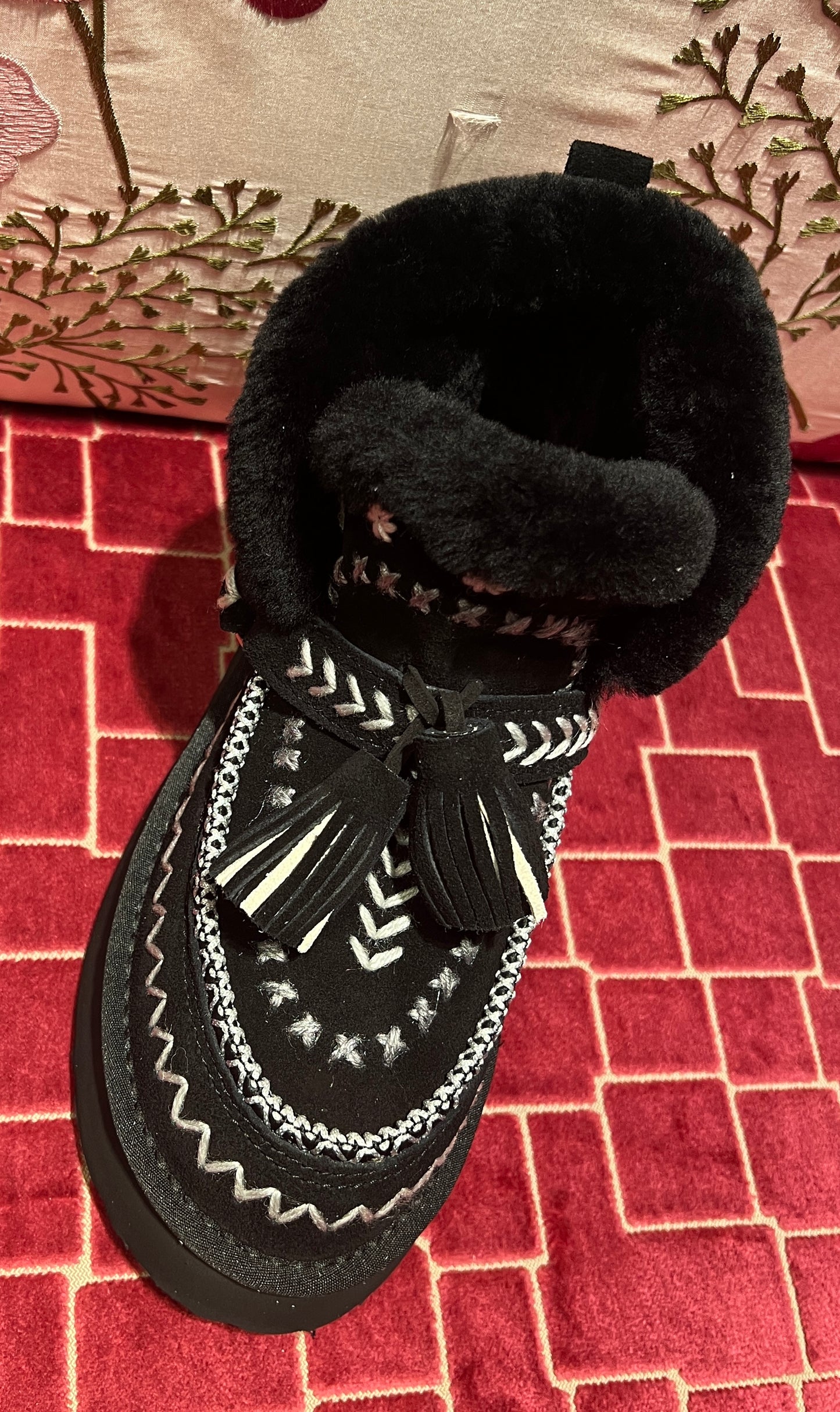 Nan-ku moon boot meno 50% pelliccia nera con plateau