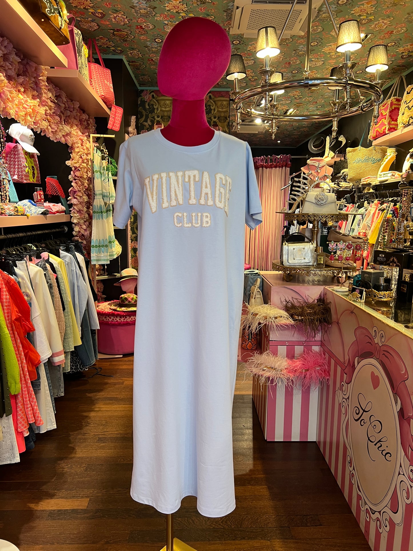 Mon amour Paris abito celeste scritta vintage club