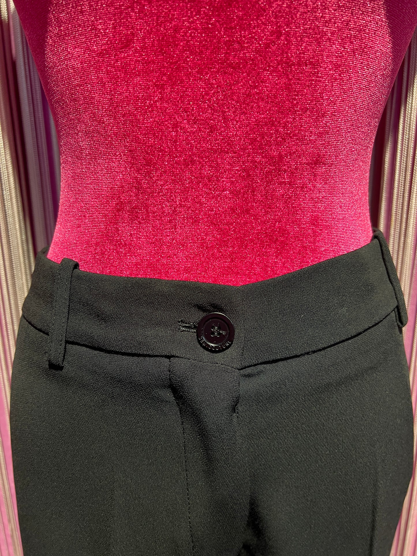 Semicouture pantalone in cady di viscosa inserto sui fianchi gamba ampia piega stiro