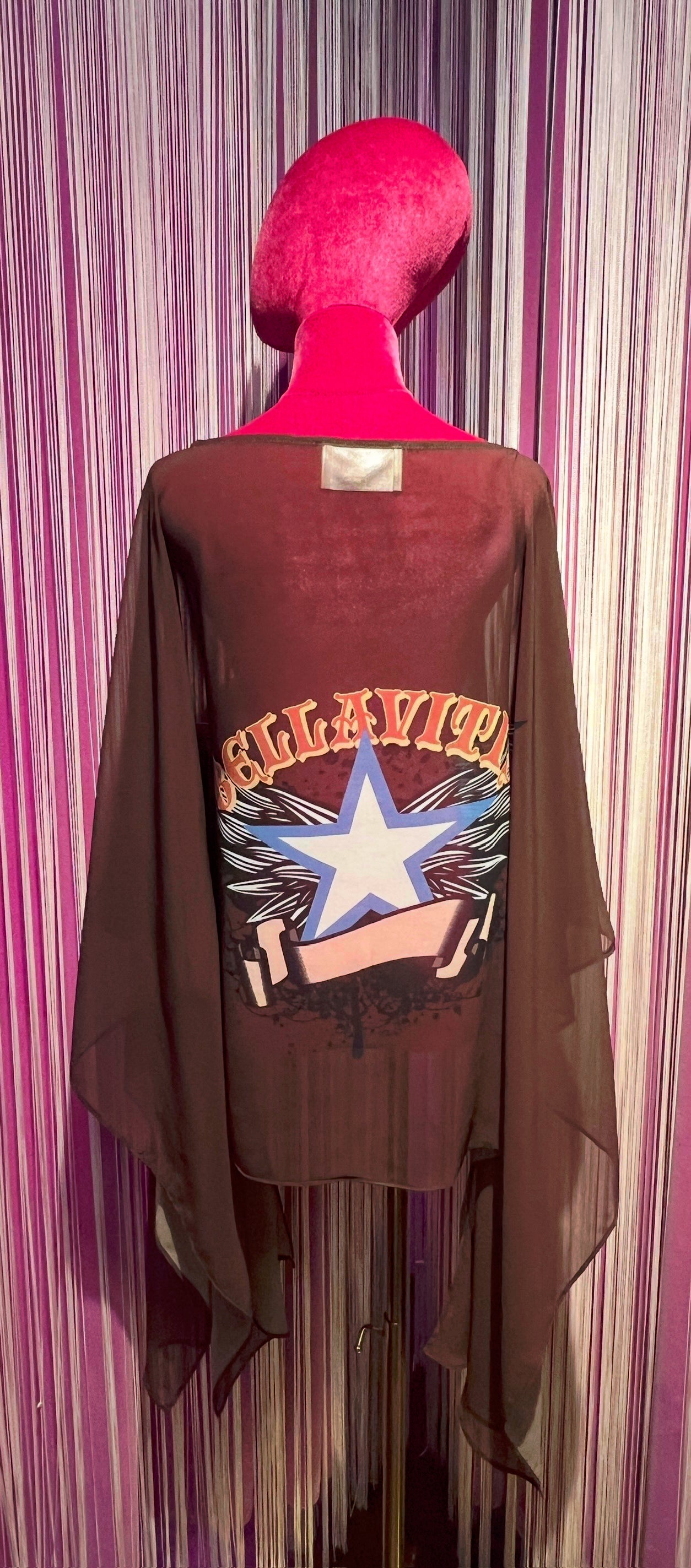 Bellavitis casacca georgette marrone stampata