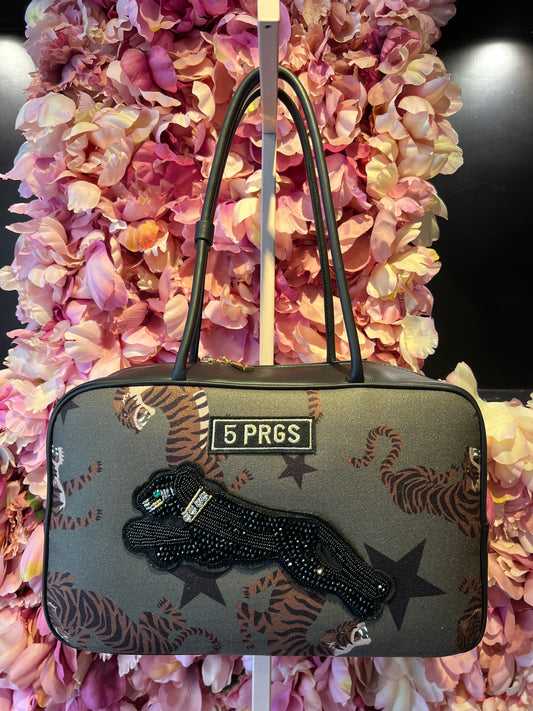 5 Progress bauletto grande fantasia tigri applicazione pantera nera