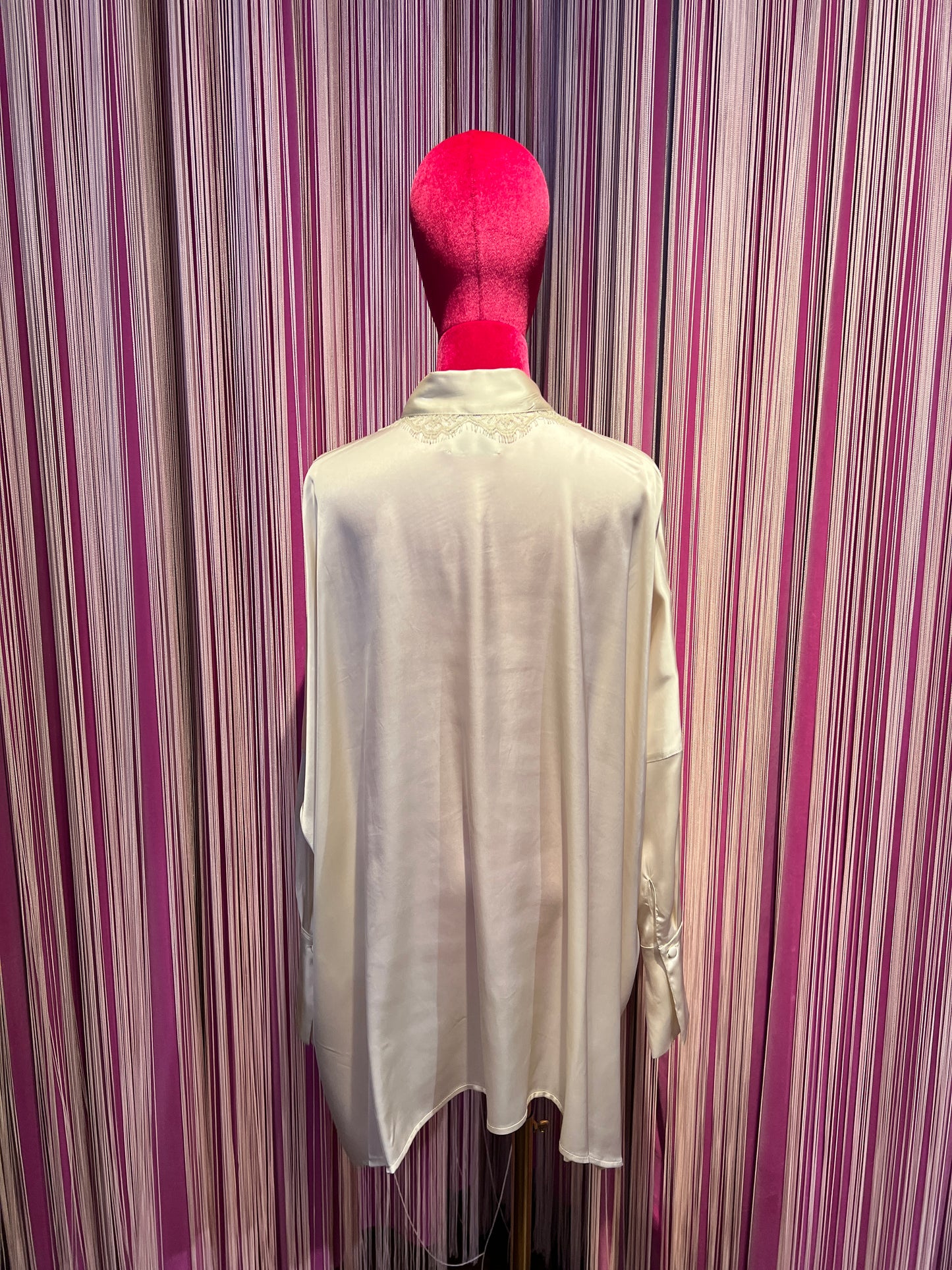 Pink memories camicia avorio con colletto pizzo