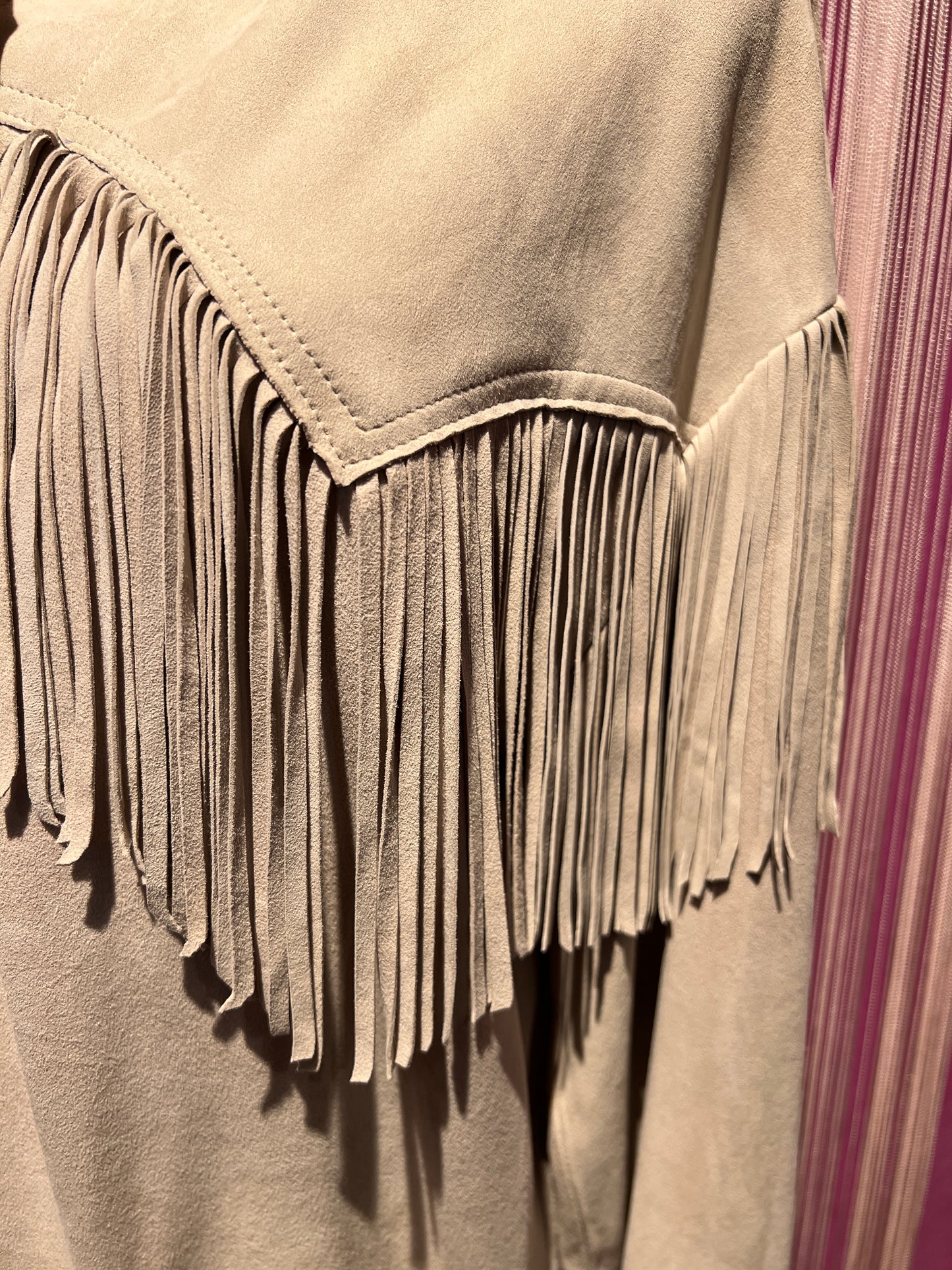 Blusotto giacca/camicia frange camoscio ghiaccio Daira
