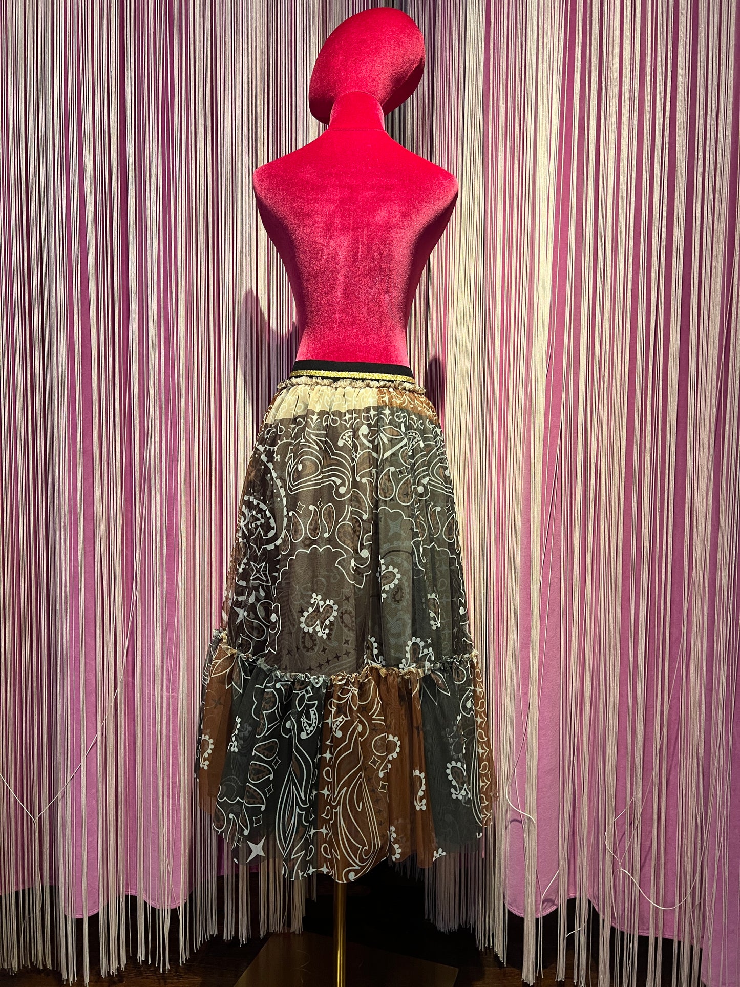 5 Progress gonna con elastico in vita in tulle fantasia bandana verde militare