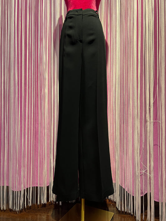 Semicouture pantalone nero in cadi’ a gamba larga