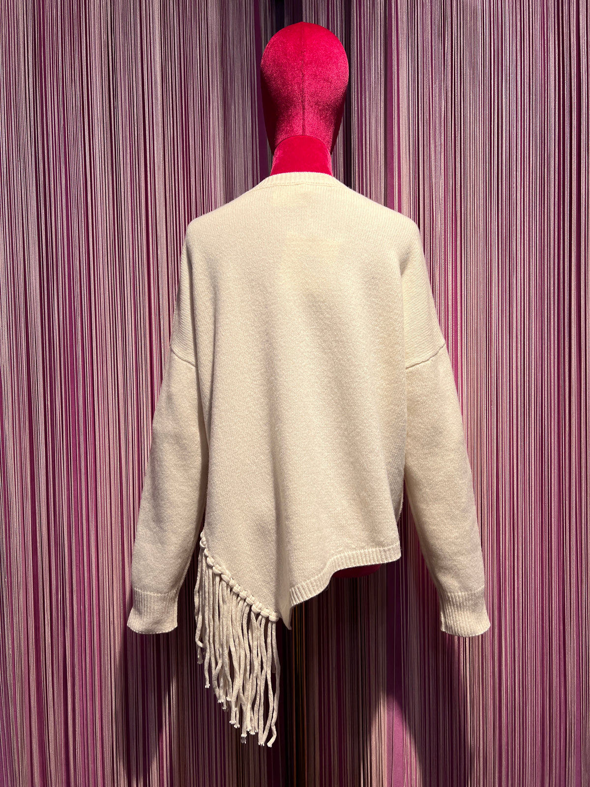 SU official maglia girocollo colore latte con frange fianco
