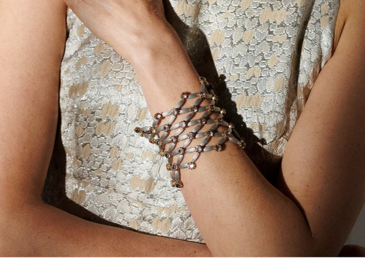 Tataborello bracciale giorno motivo a rete argento