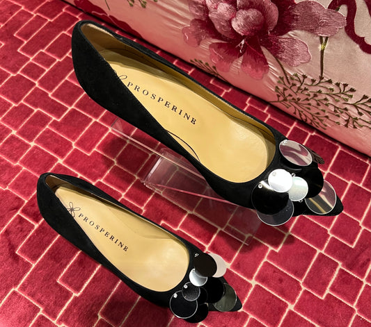 Prosperine SALDISSIMO décolleté camoscio nero paillettes grandi