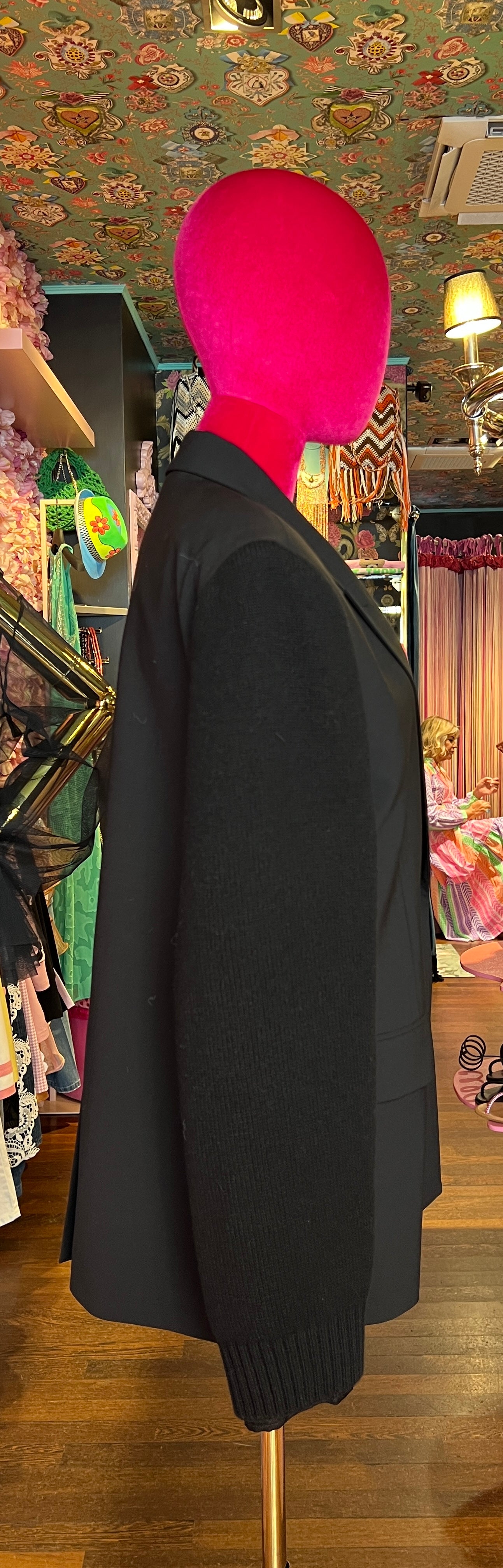 Circus Hotel giacca doppiopetto manica in maglia nera