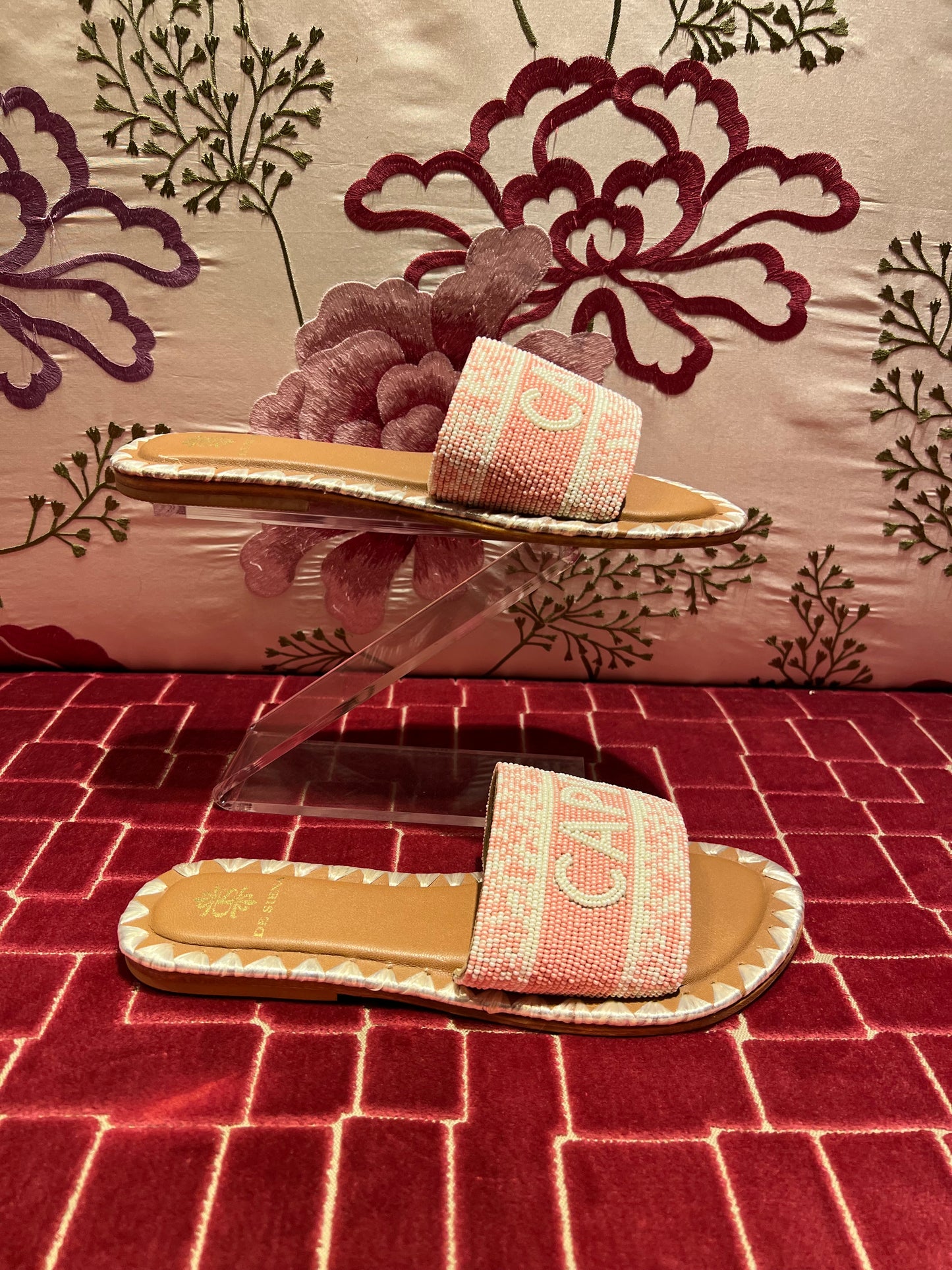 De Siena meno 50% ciabattina perline rosa e bianche Capri