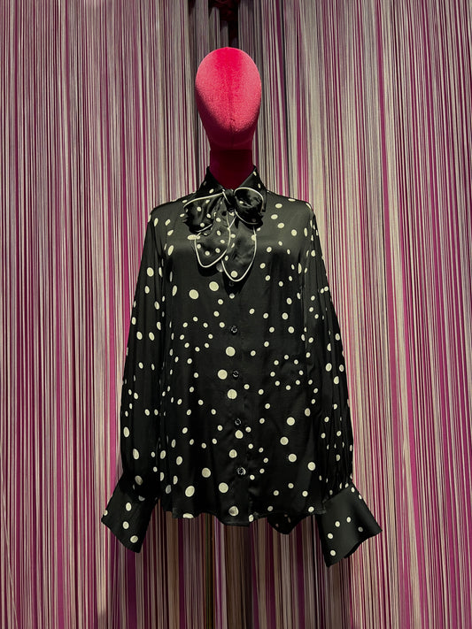 5 Progress camicia pois con fiocco profilato bianco