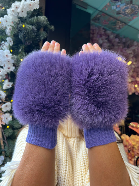 Alpo manicotto viola pelliccia volpe 100% riciclata💜