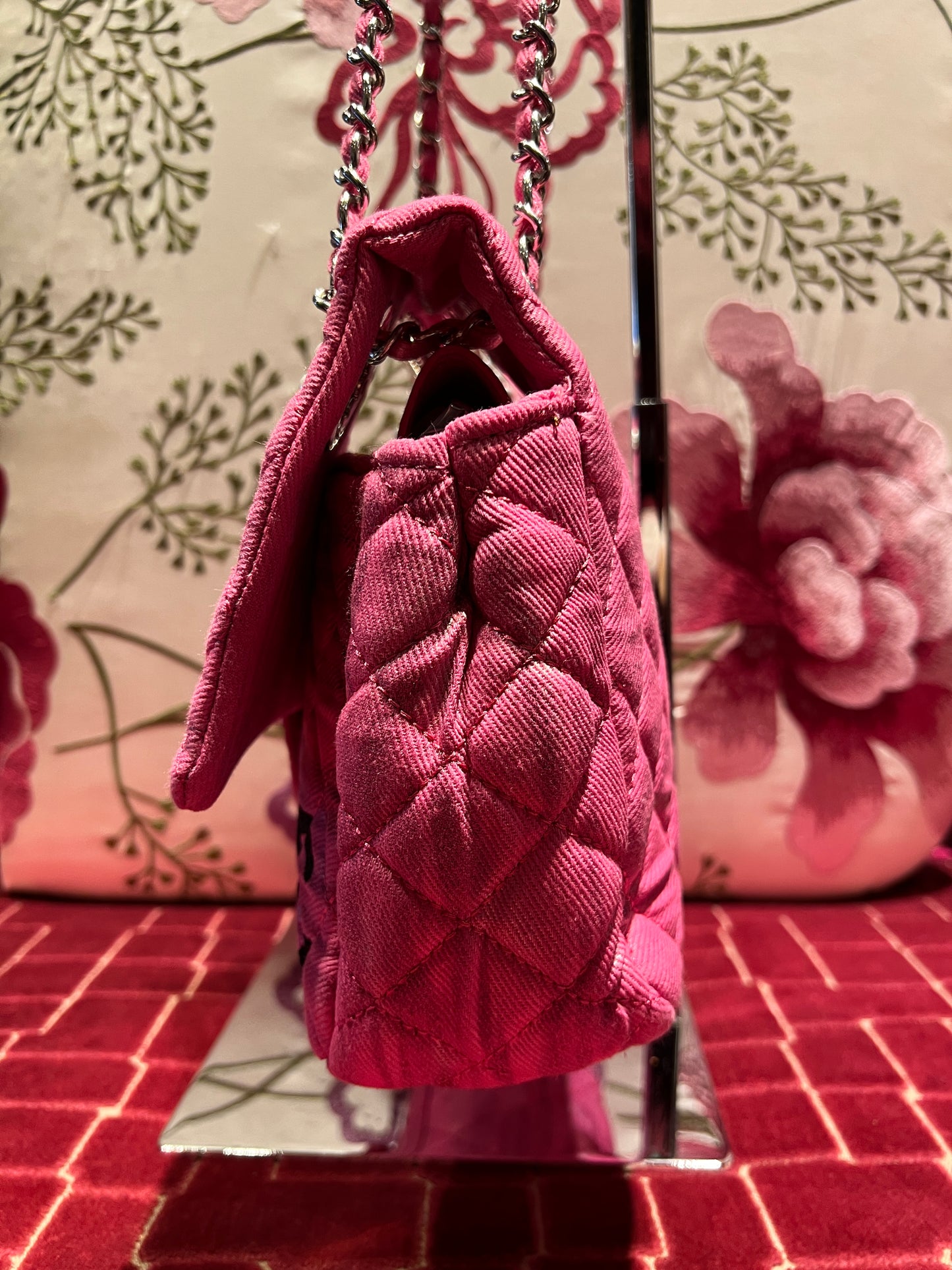 Love & roses borsa tracolla rosa bubble dipinta a mano