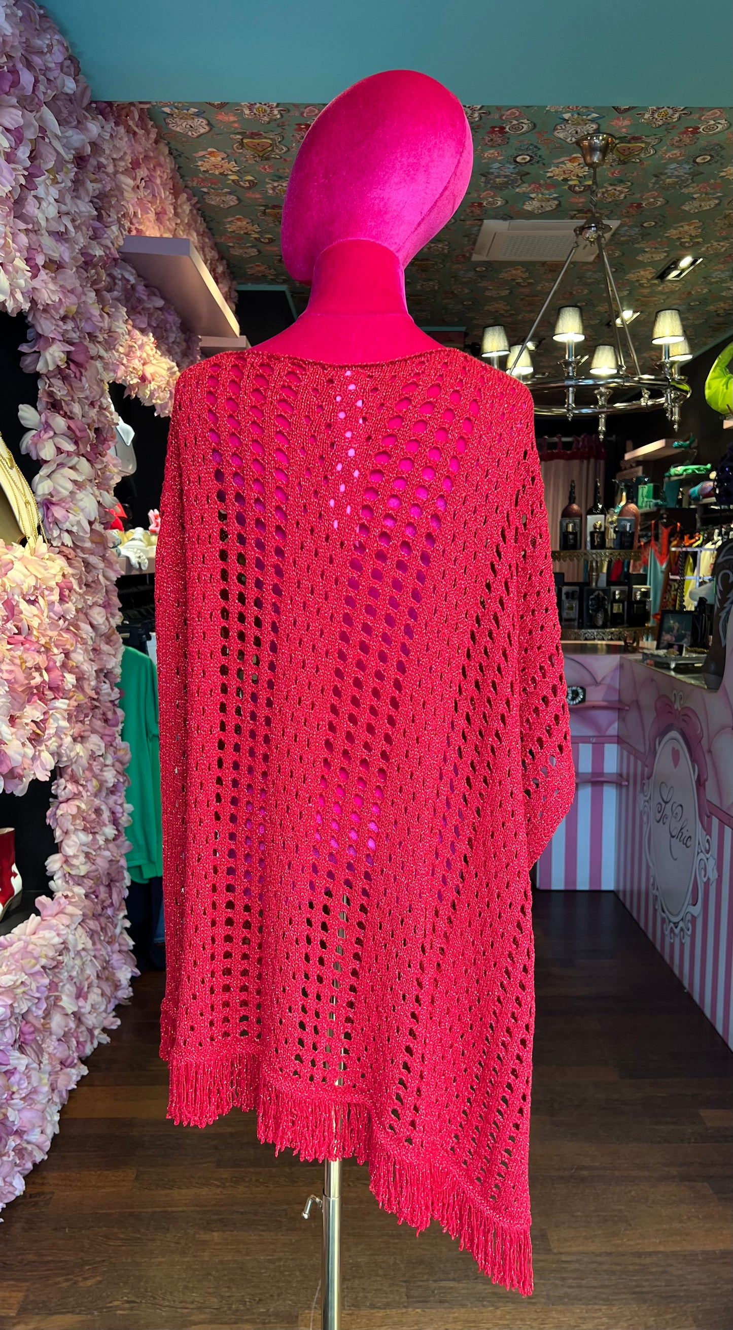 Colour Market meno 50% poncho traforato lurex rosso