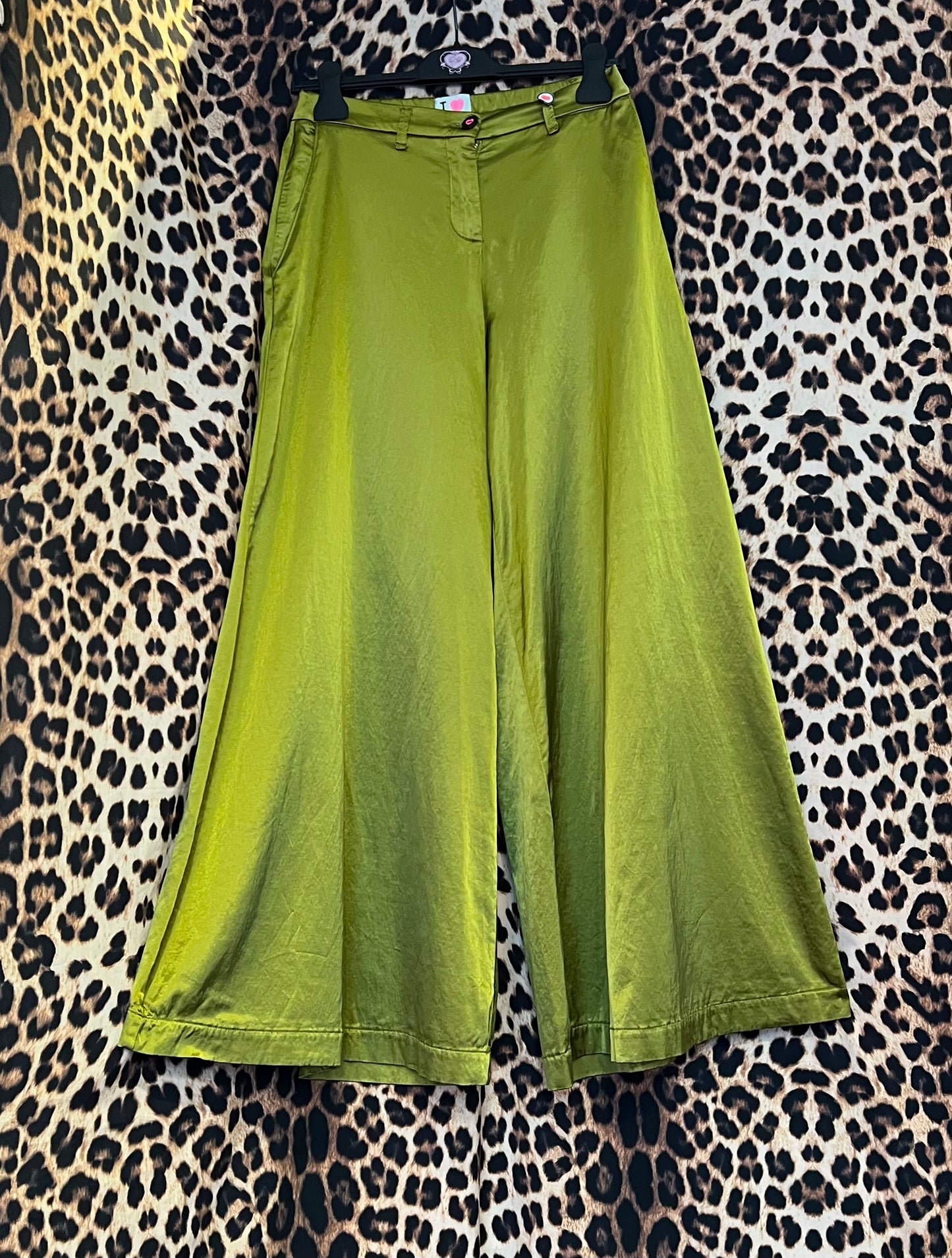 I love my pants pantalone palazzo raso verde olio