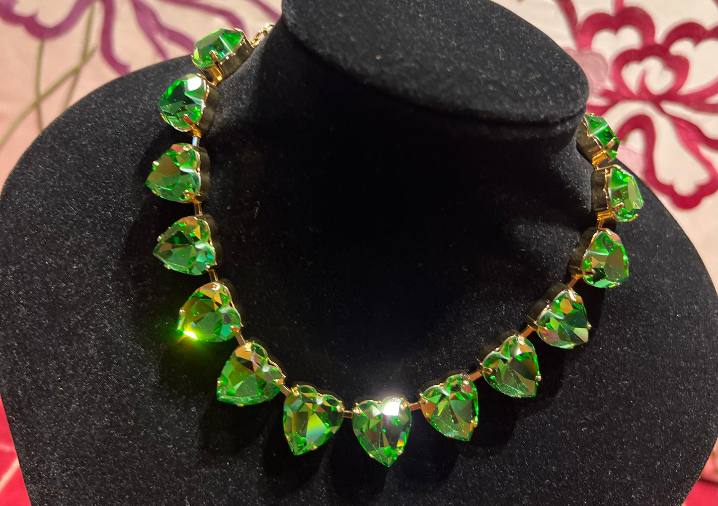So chic bijoux collana cuori zirconi verde