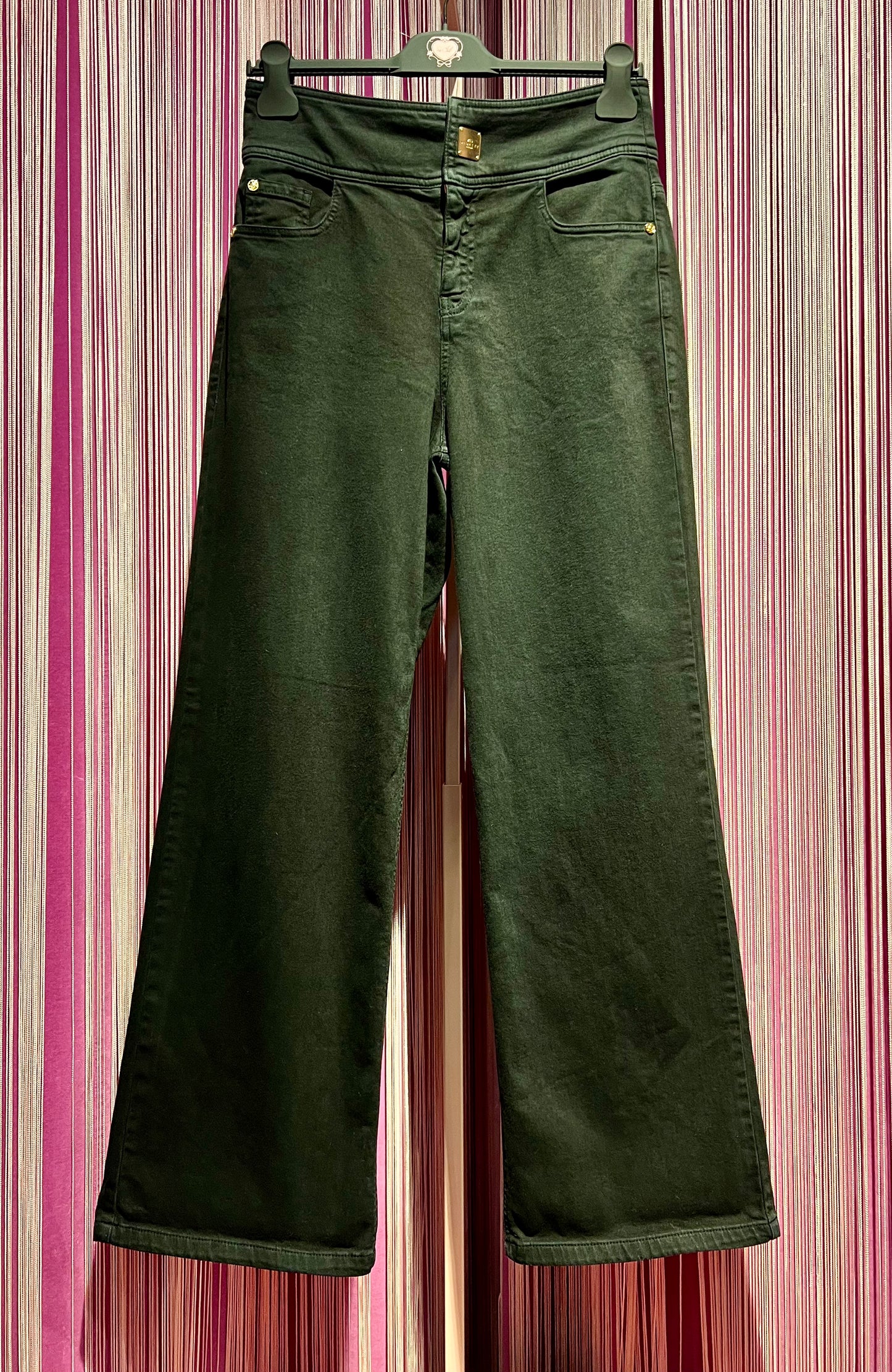 Nenette meno 50% pantalone jeans nero palazzo Stars