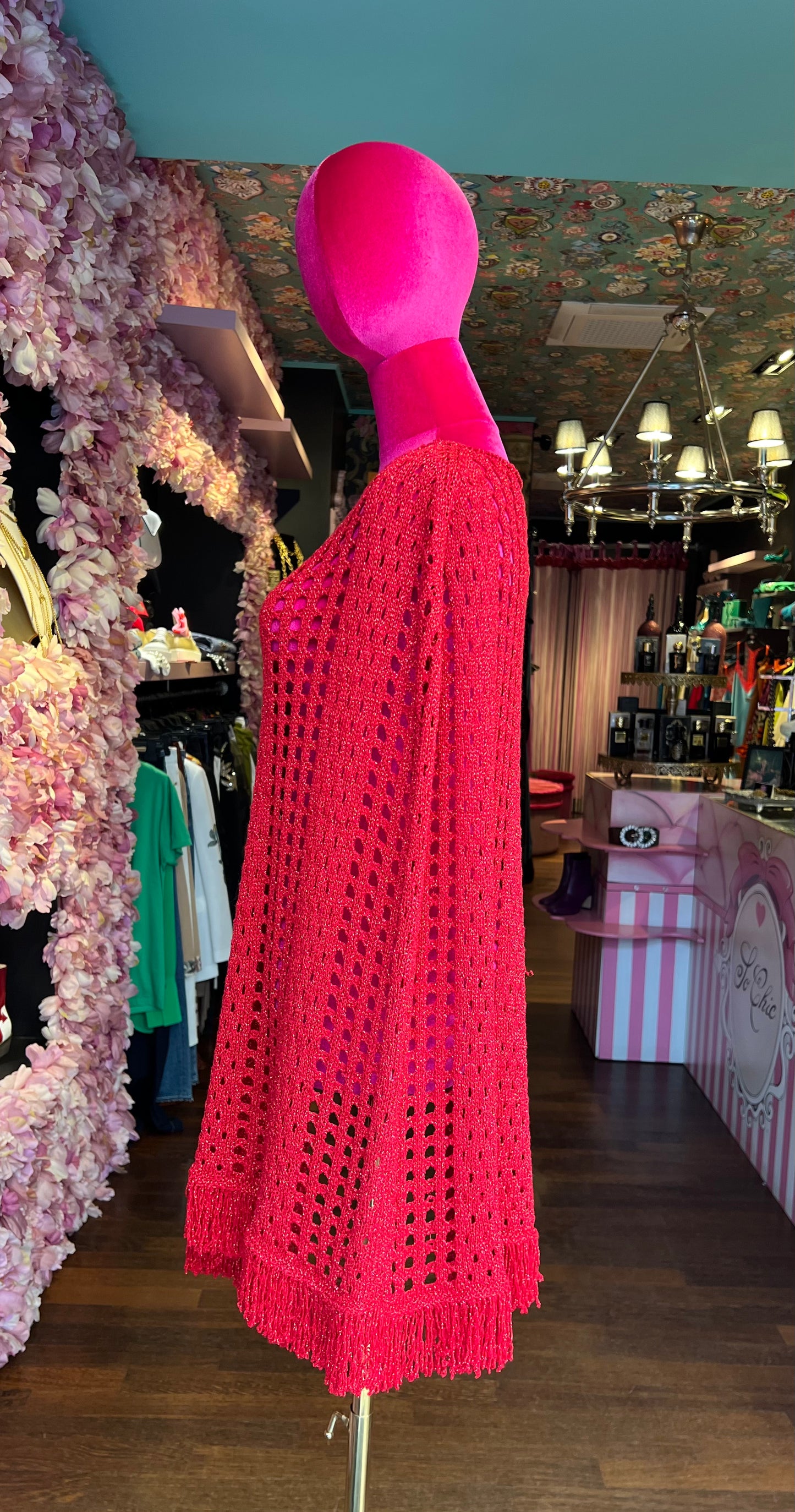 Colour Market meno 50% poncho traforato lurex rosso