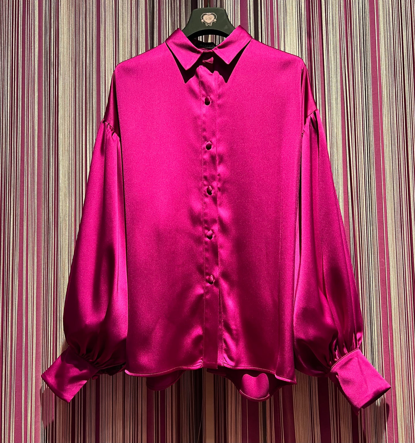 Actualee camicia satin manica a sbuffo