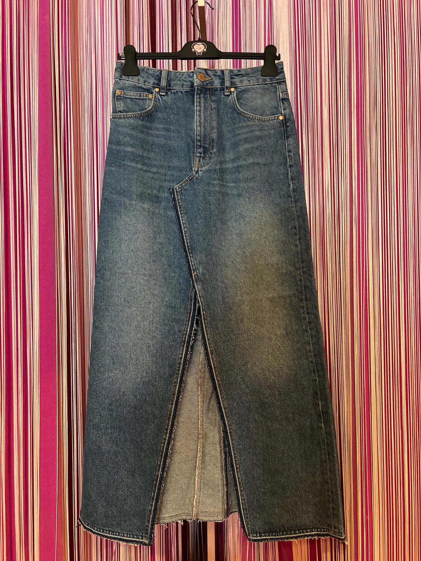 Essentiel antwerp occasione imperdibile gonna jeans lunga spacco centrale