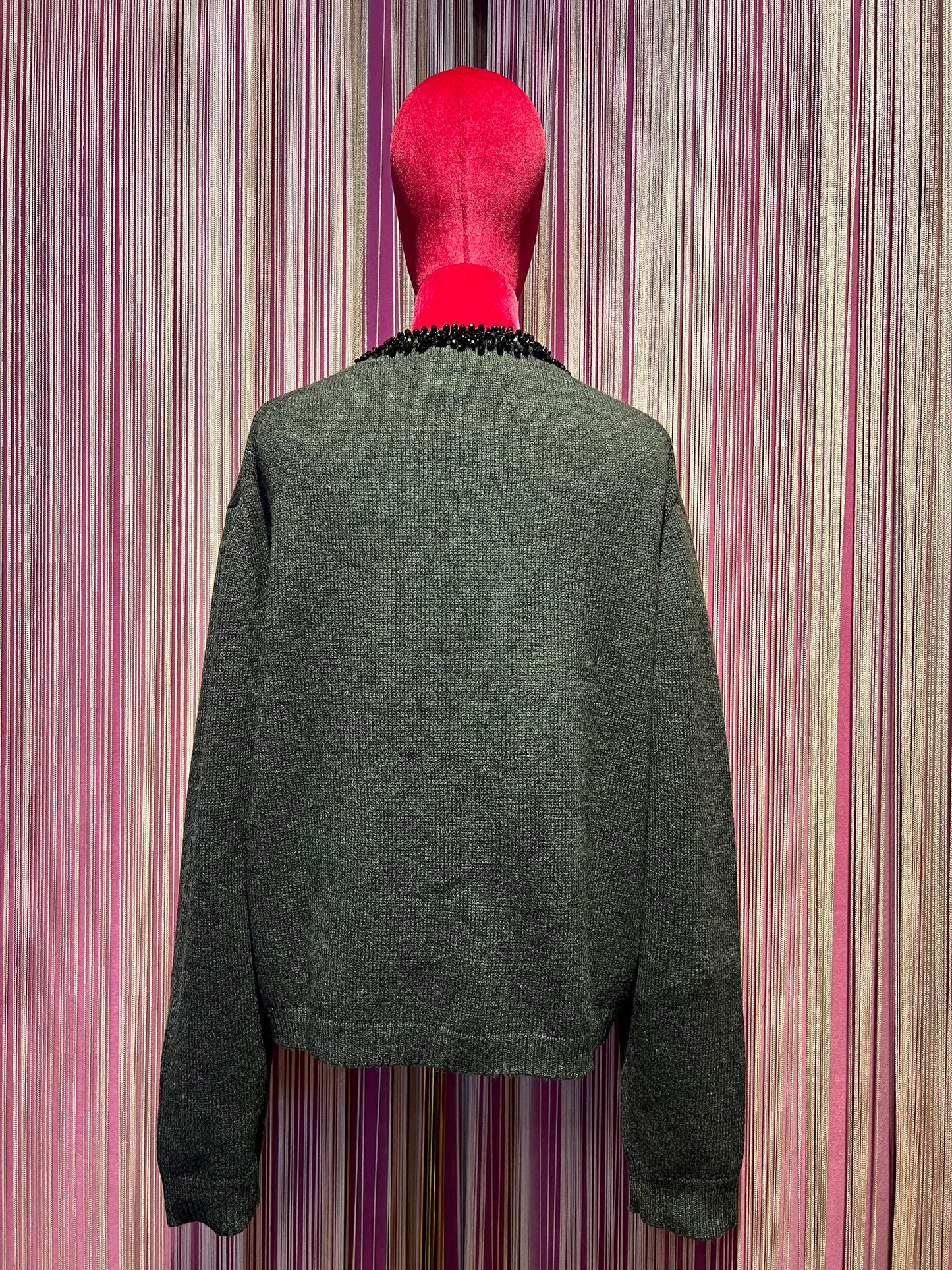 Semicouture maglia in misto cashmere ricamato di perline, manica lunga con scollo rotondo