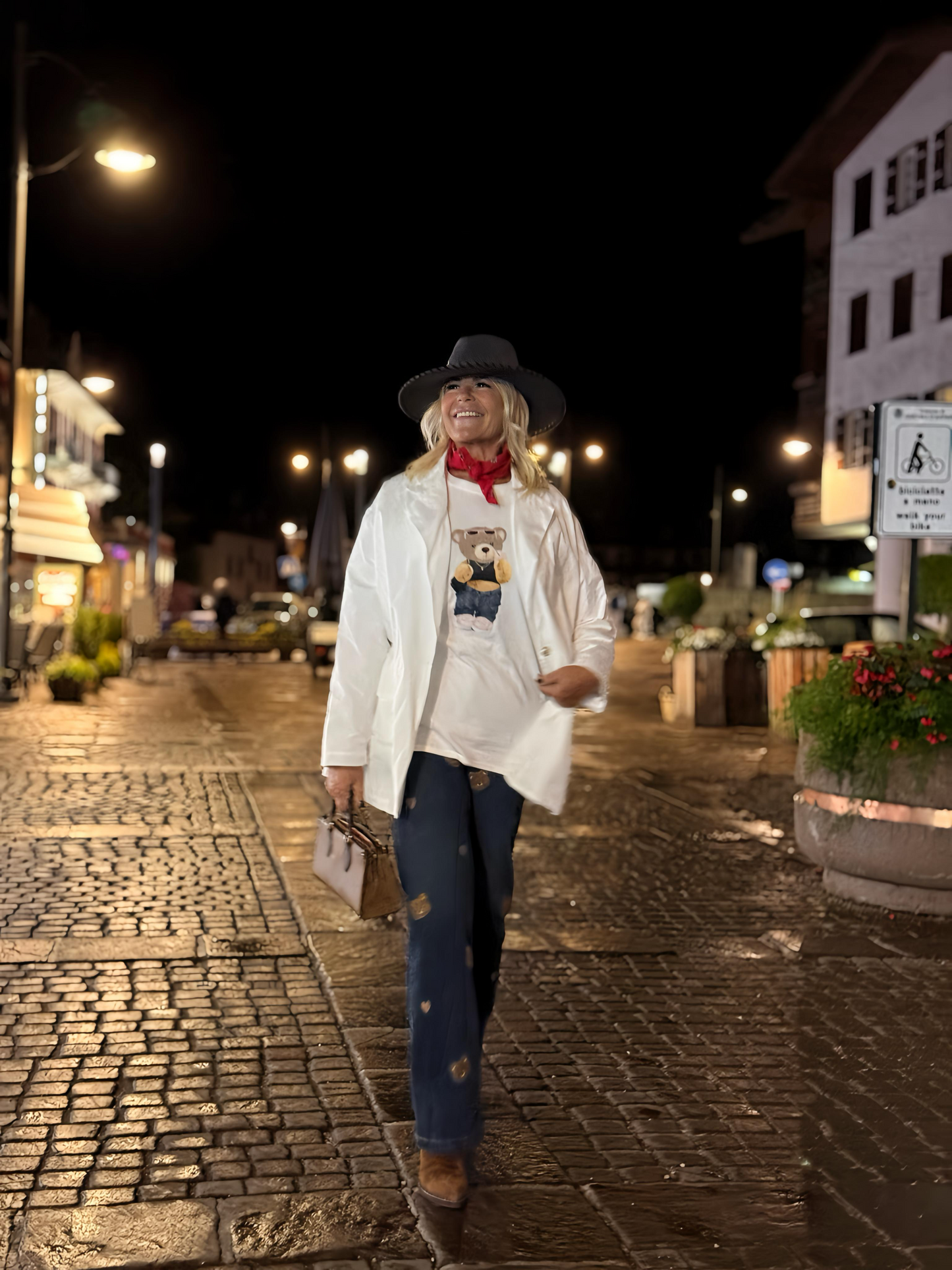 Mon amour Paris jeans denim con cuori e orsetti