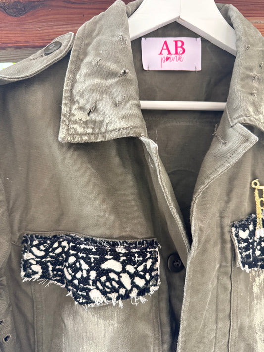 ABpink🩷 giacca verde militare patch 5 Vestibilitá 38-42