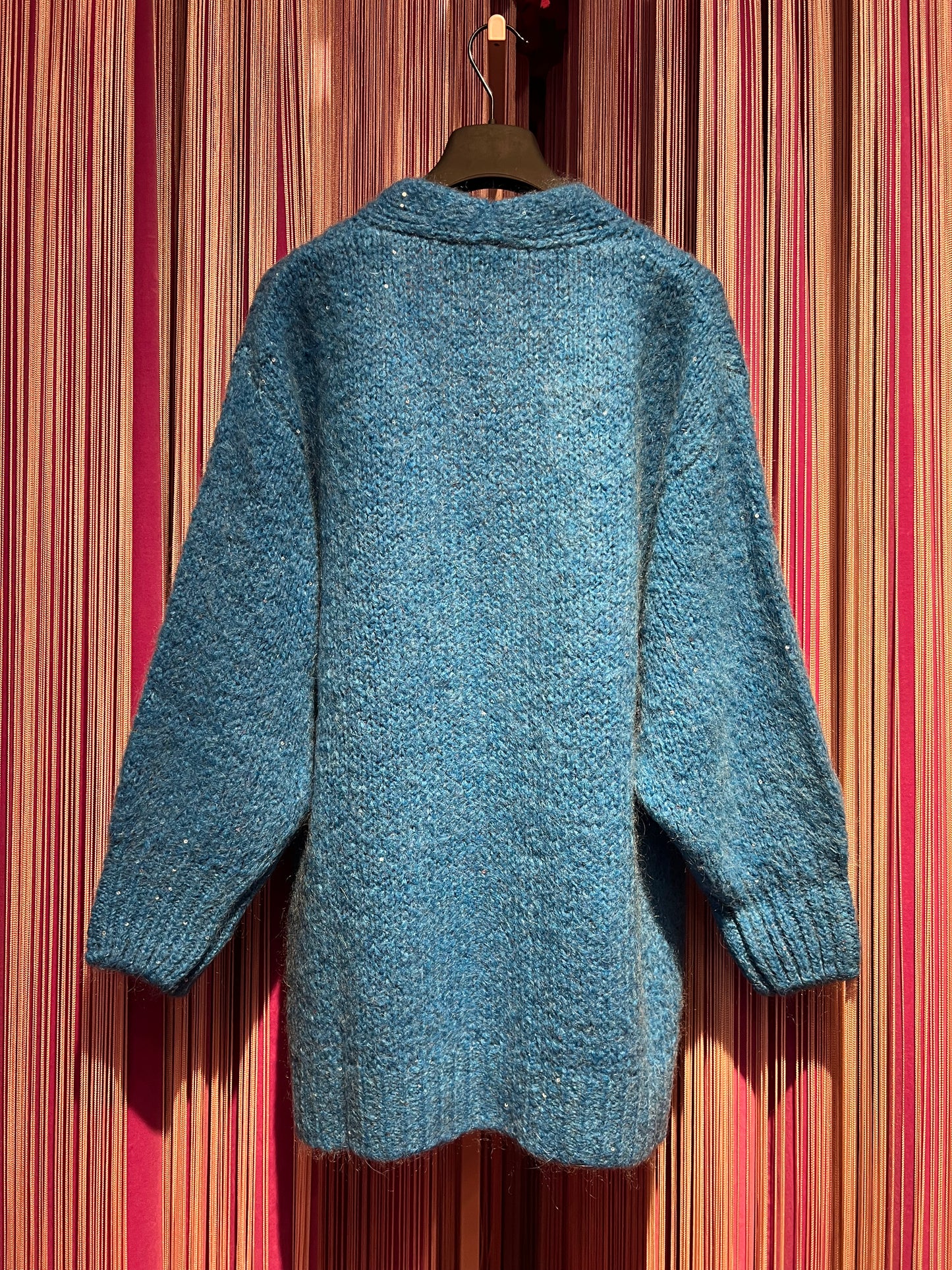 Open Lab cardigan in maglia con paillettes celeste ketty mi