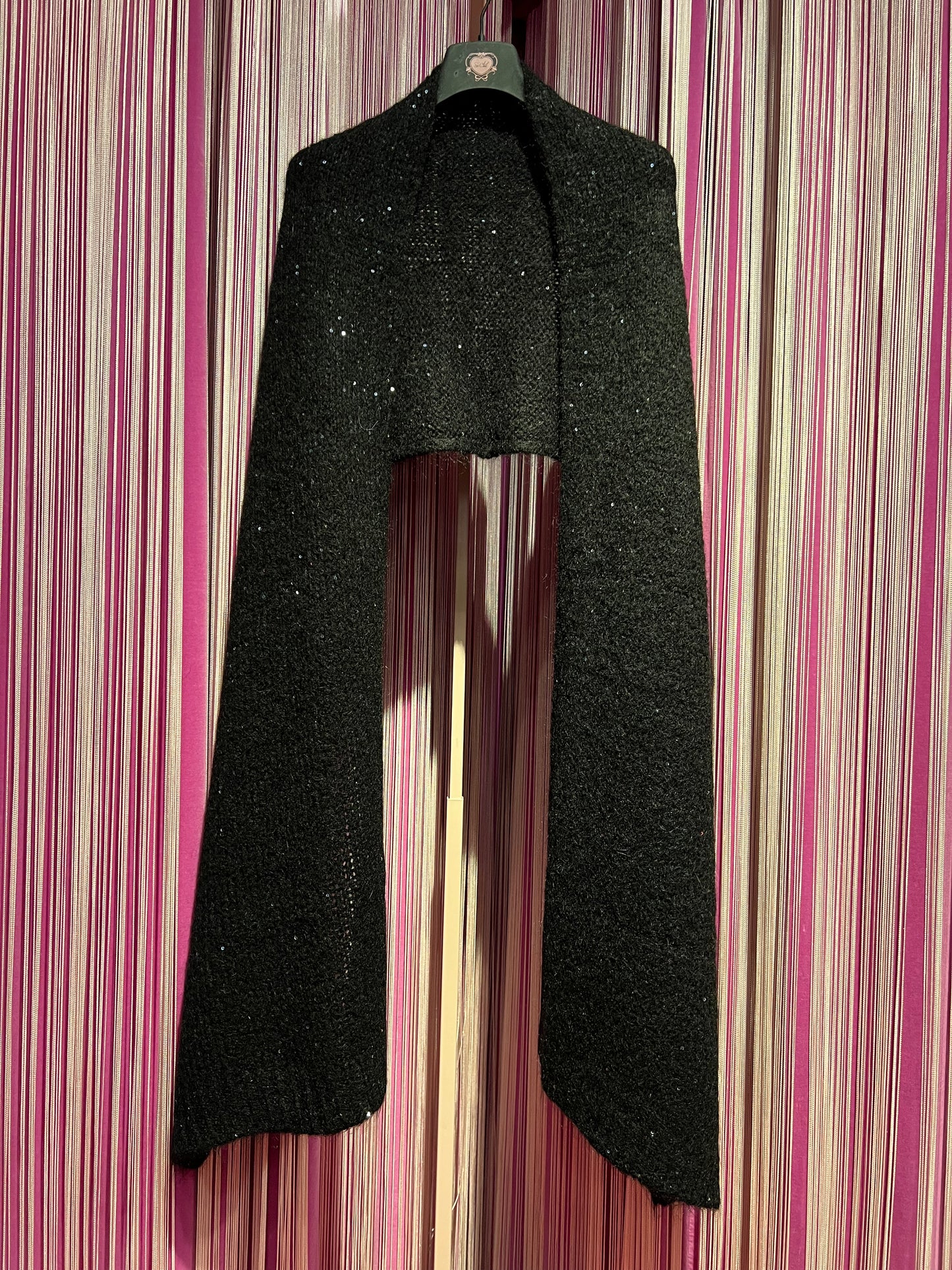 Open Lab sciarpa nero in maglia con paillettes mirka
