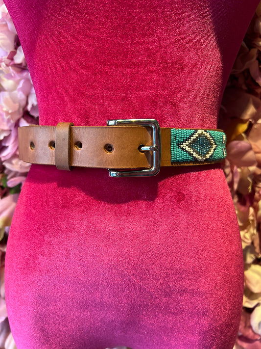 Aspiga meno 50% cinta pelle perline turchesi