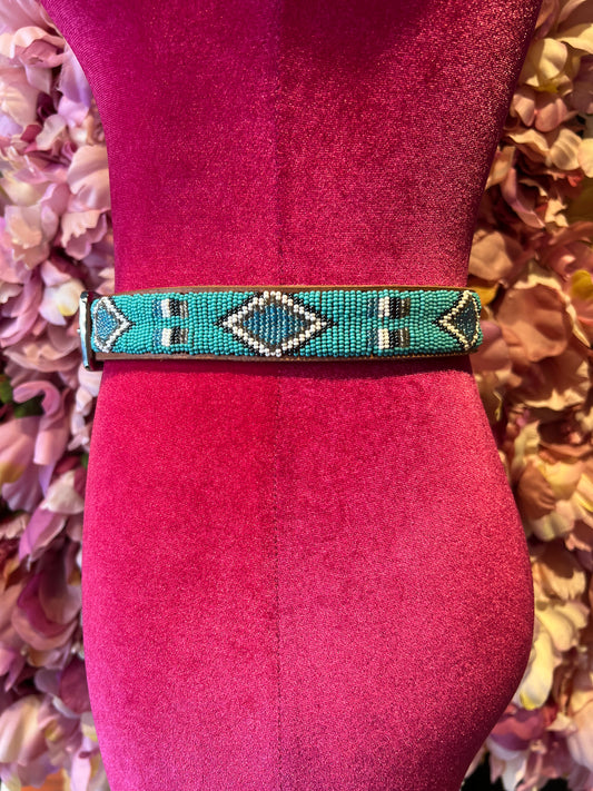 Aspiga meno 50% cinta pelle perline turchesi