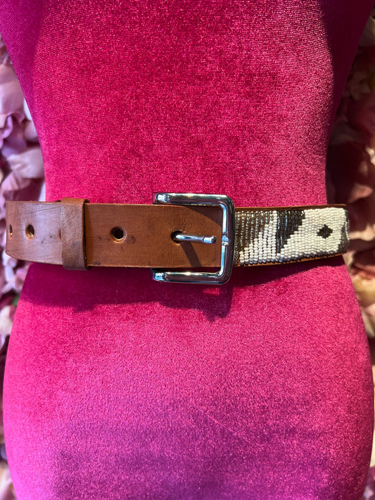 Aspiga meno 50% cinta cuoio decorazione perline bianche e argento