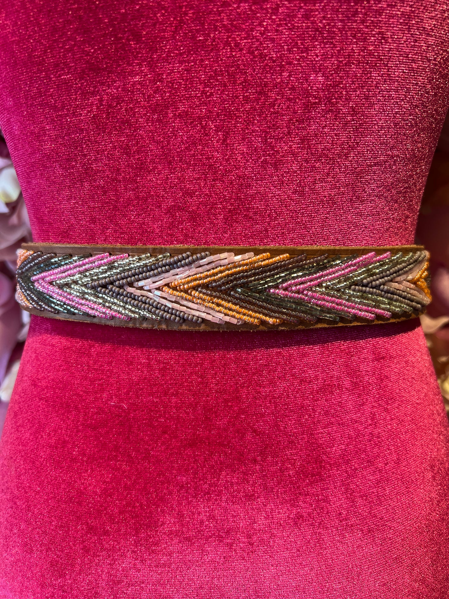 Aspiga meno 50% cinta cuoio decorazioni perline rosa