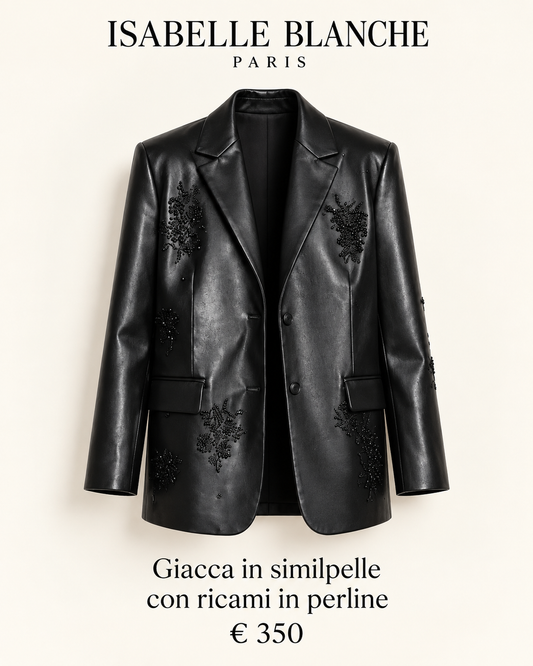 Isabelle Blanche Paris giacca similpelle con ricami in perline