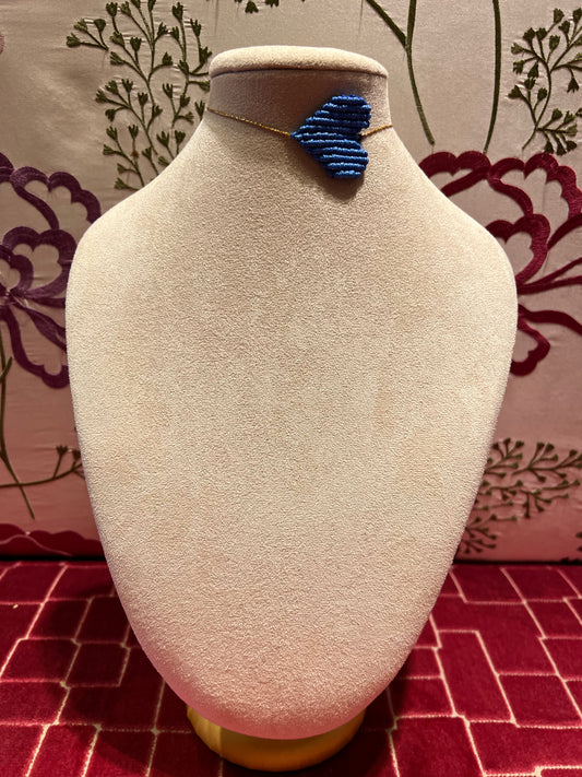 Collana cuore crochet regolabile blu ceruleo