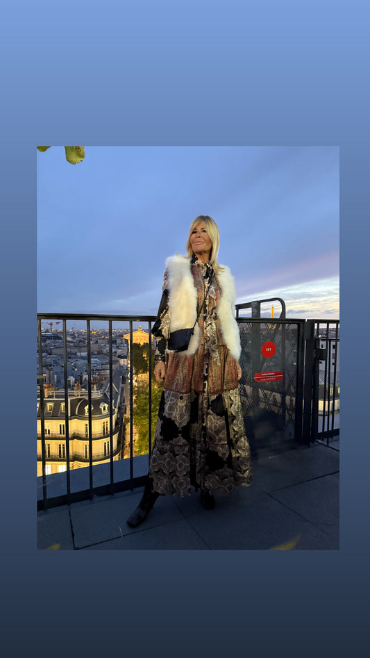 Amosa abito lungo fantasia a balze