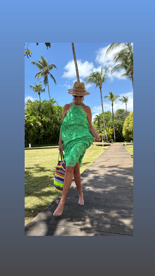 Wild -50% di sconto abito lungo con scollo all ‘americana ricamo e micro paillettes Gabriel