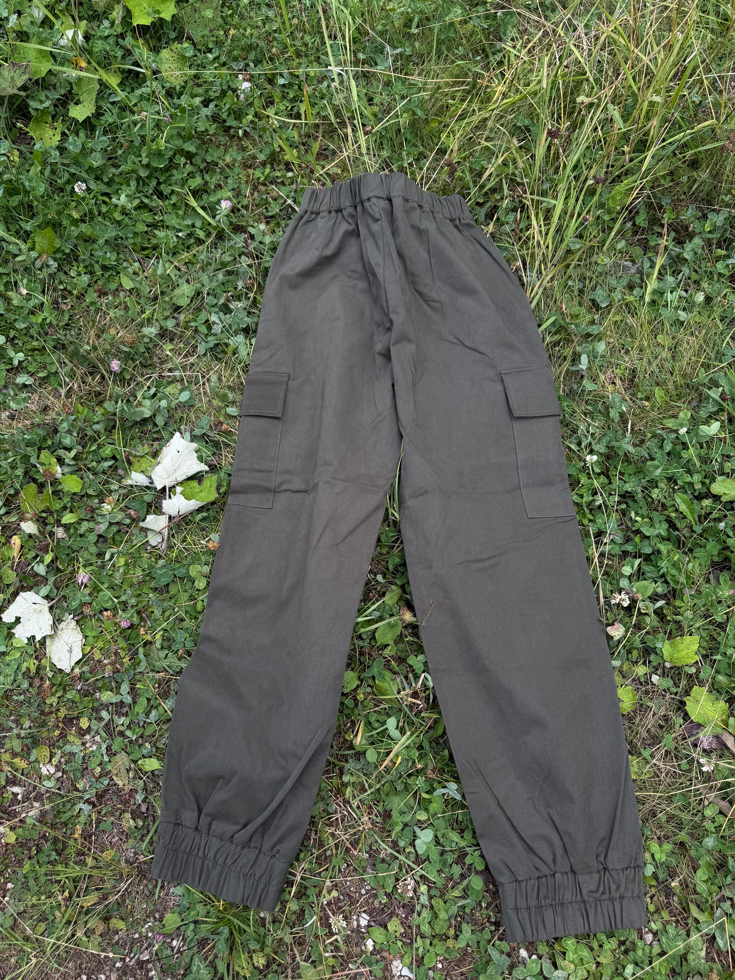 ABPINK pantalone verde militare cotone elasticizzato