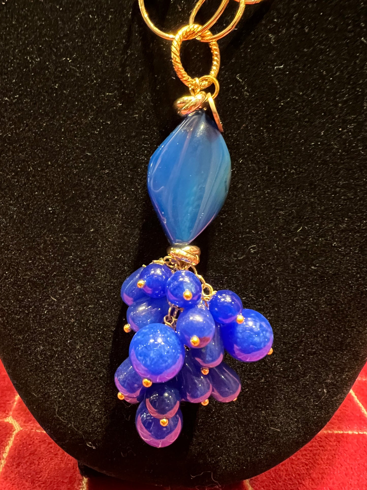 Almala meno 30%collana catena e ciondolo grappolo Stone azzurro