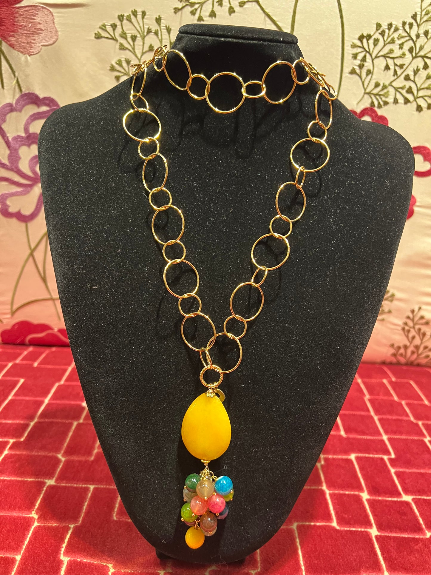Almala meno 30%collana catena e ciondolo grappolo Stone multicolor