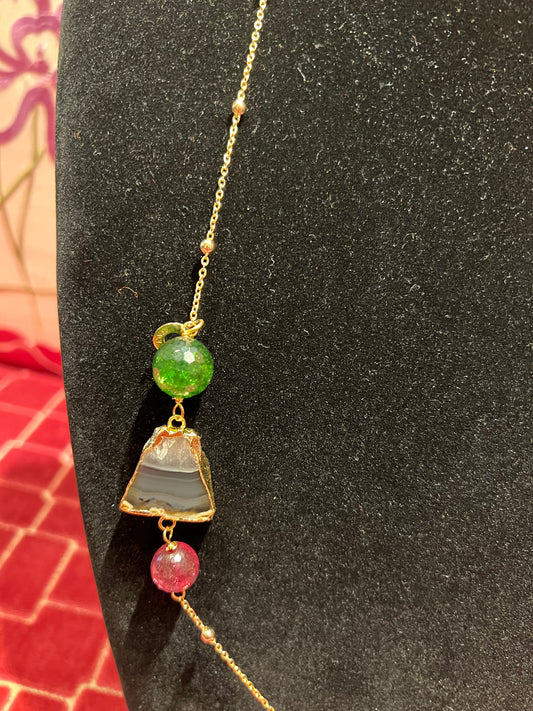 Almala collana lunga Agata ball multicolor