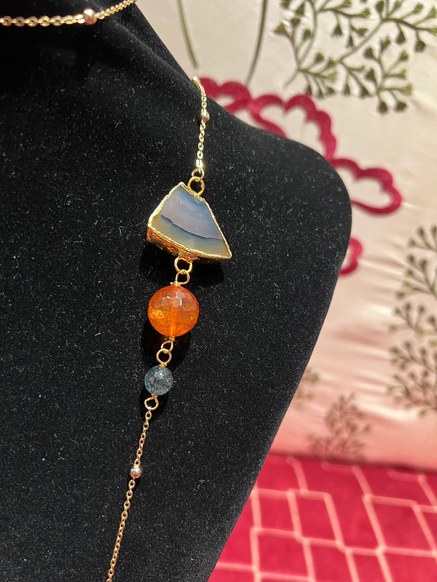 Almala collana lunga Agata ball multicolor