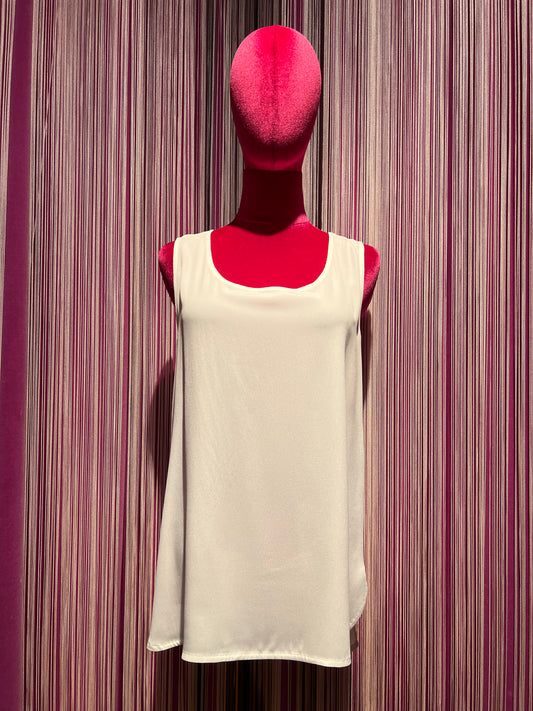 1One top crepe de chine bianco