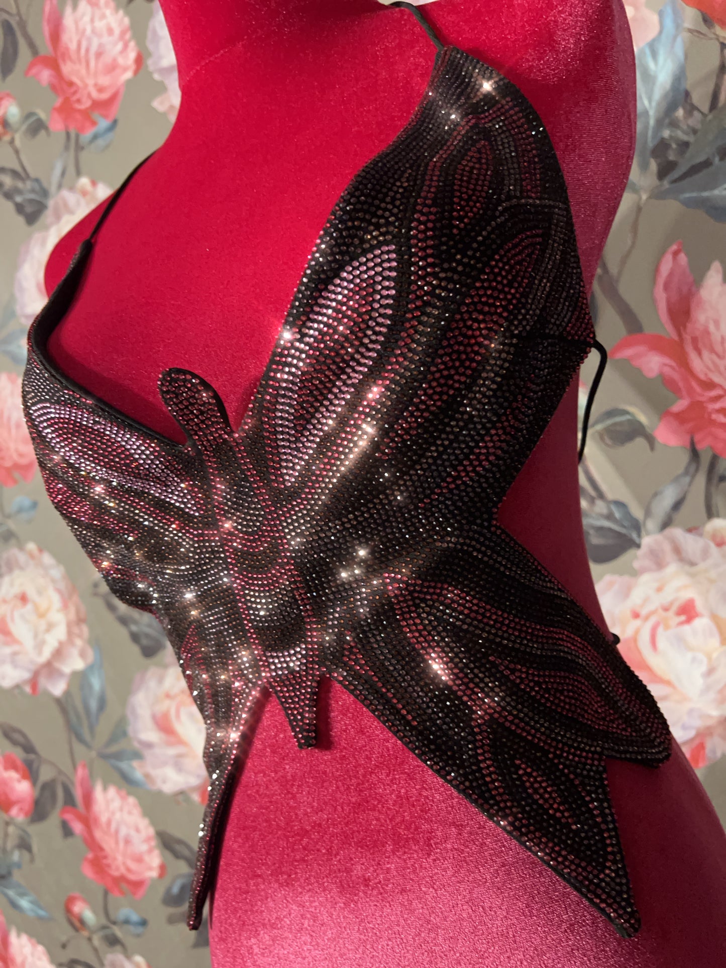 Pretty please top farfalla viola e rosa full Swarovski