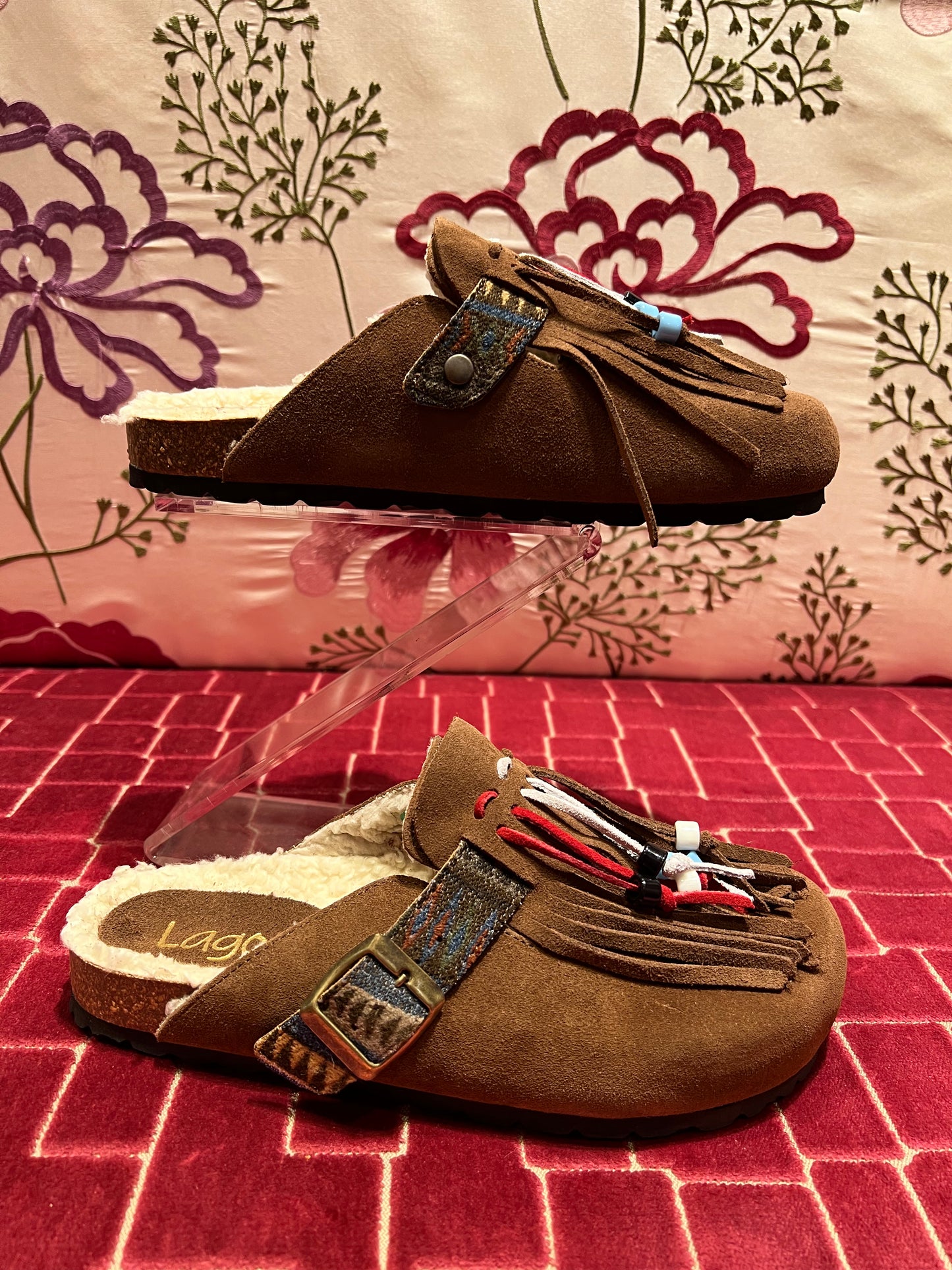 Lagoa open shoes frange suede marrone