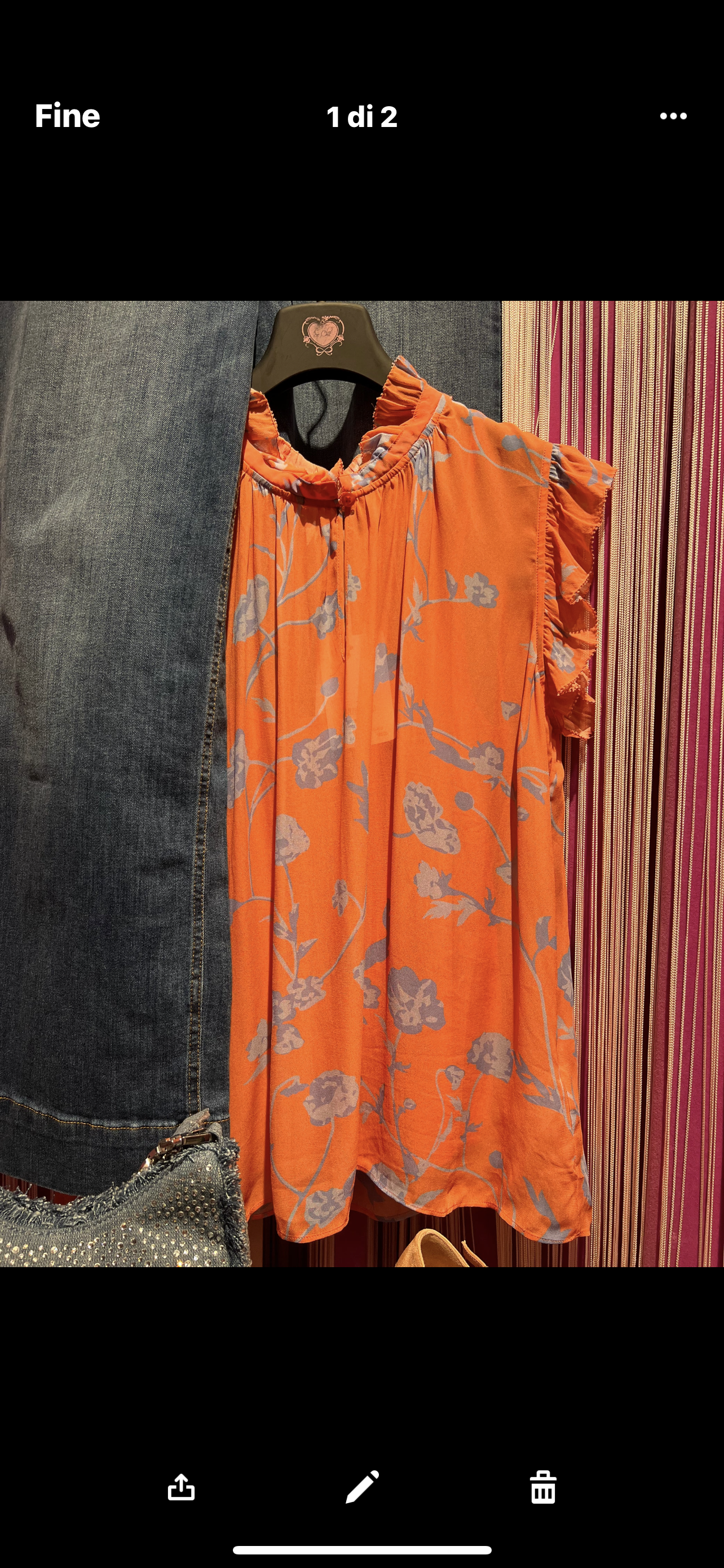 Nenette meno 50% blusa s/m fantasia fiori mandarino/azzurro